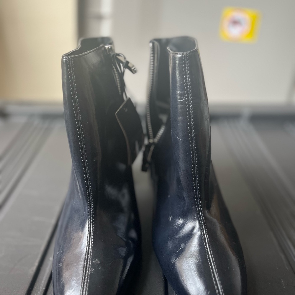 Zara Glossy Blue Ankle Boots